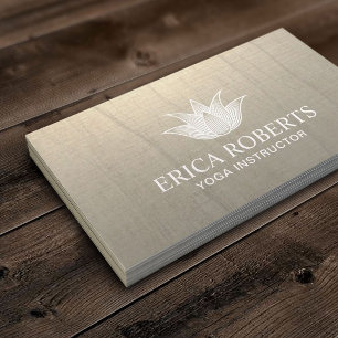Yoga Instructor White Lotus Logo Vintage Business Card