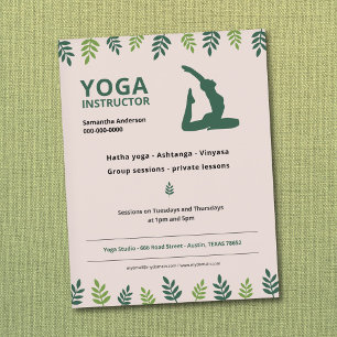 Yoga Instructor with Green Leaves Flyer
