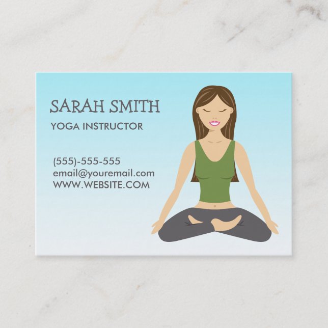 Yoga Instructor With Yoga Woman In Lotus Pose Business Card (Front)