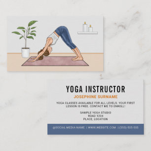 Yoga Instructor Woman Downward-facing Dog Pose Business Card