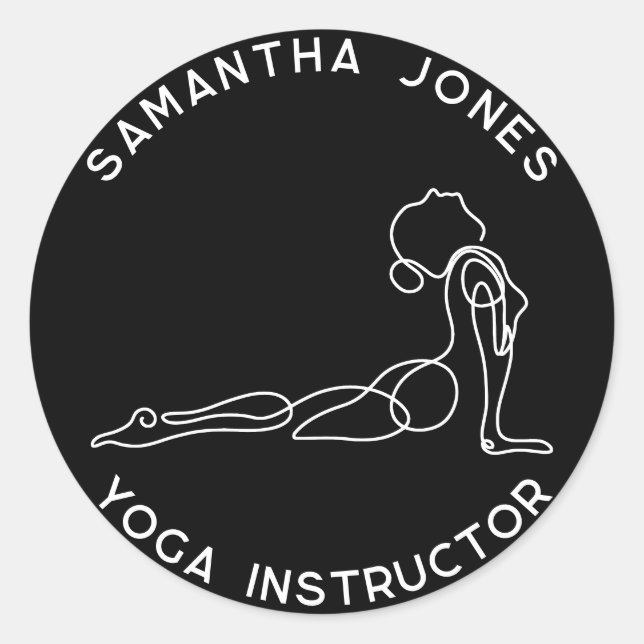 Yoga instructor yogi pose modern studio business classic round sticker (Front)