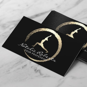 Yoga Instructor Zen Circle Wellness Spa Black Gold Business Card