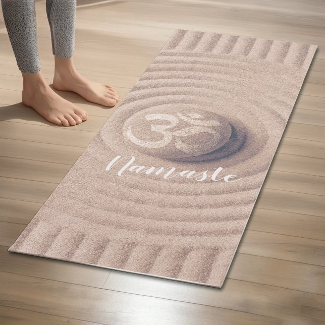 YOGA Instructor Zen OM symbol Pebble on Raked Sand Yoga Mat (Creator Uploaded)