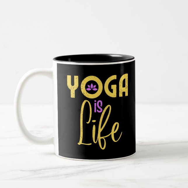 Yoga Is Life Yoga Meditaion Two-Tone Coffee Mug (Left)