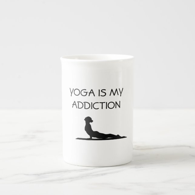 Yoga is my addiction bone china mug (Front)