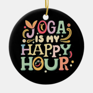 Yoga Is My Happy Hour Ceramic Tree Decoration