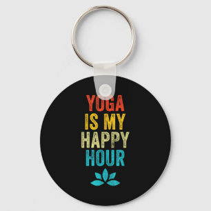 Yoga Is My Happy Hour Meme Vintage Funny Yoga Sayi Key Ring