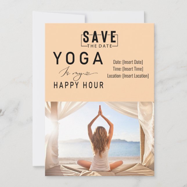 Yoga is my happy hour Woman posing yoga  Invitation (Front)