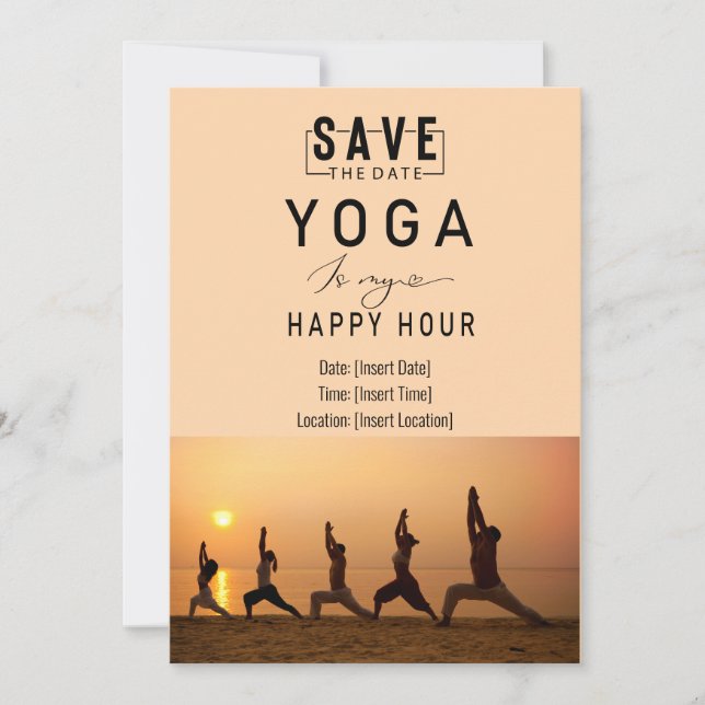 Yoga is my happy hour Woman posing yoga  Invitation (Front)