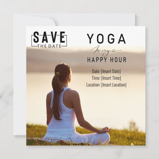 Yoga is my happy hour Woman posing yoga  Invitation (Front)