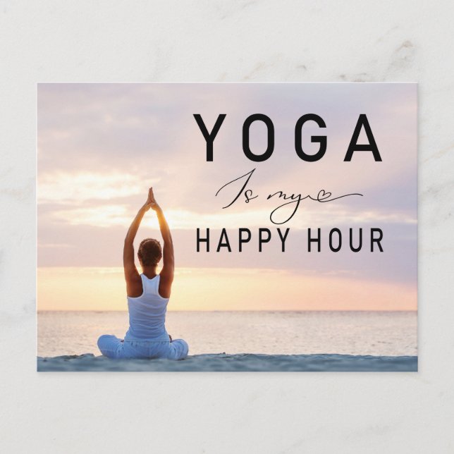 Yoga is my happy hour Woman posing yoga  Postcard (Front)