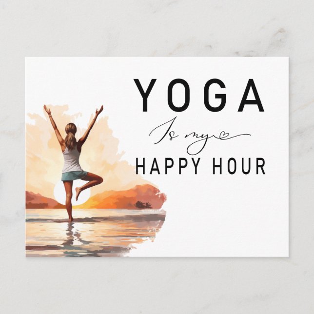 Yoga is my happy hour Woman posing yoga  Postcard (Front)