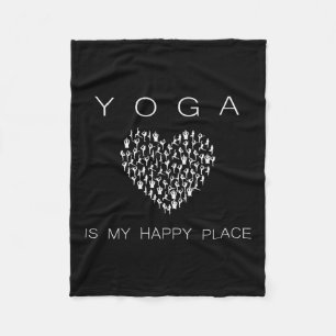 Yoga Is My Happy Place Insrational Motivational  Fleece Blanket