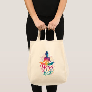 Yoga Is the Best – Colourful Meditation Silhouette Tote Bag