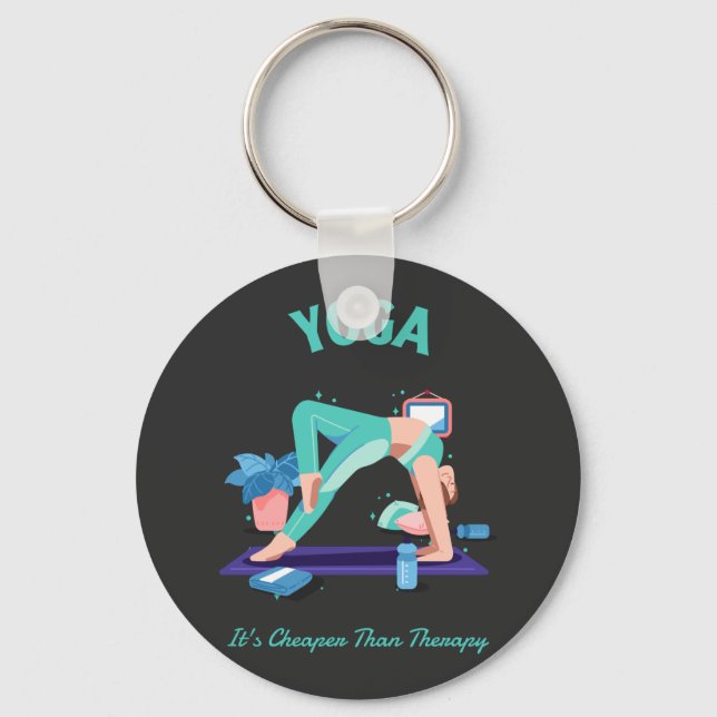 Yoga It's Cheaper Than Therapy Key Ring (Front)