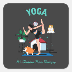 Yoga It's Cheaper Than Therapy Square Sticker