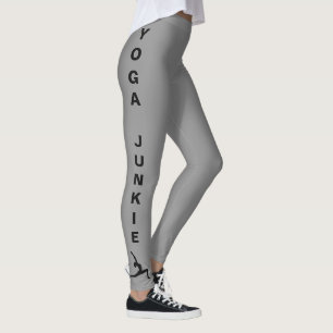 Yoga Junkie Black Silhouette Woman Posing Womens Leggings