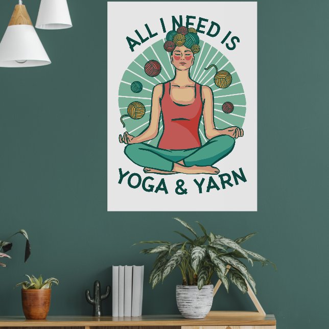 Yoga Knitting Funny Design Poster (Living Room 1)