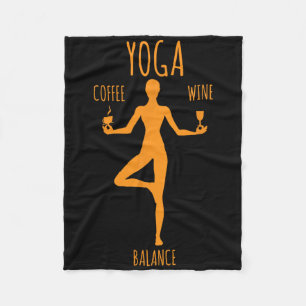 Yoga Lance Coffee And Wine Yoga Lover Fun Gift Fleece Blanket