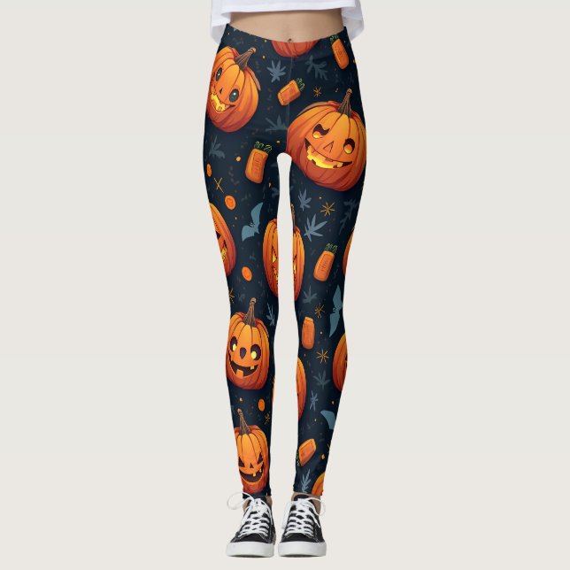 yoga leggings halloween pumpkin (Front)