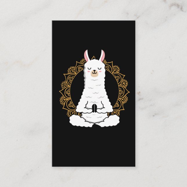 Yoga Llama Alpaca Namaste relaxing Animal Business Card (Front)