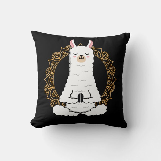 Yoga Llama Alpaca Namaste relaxing Animal Cushion (Front)