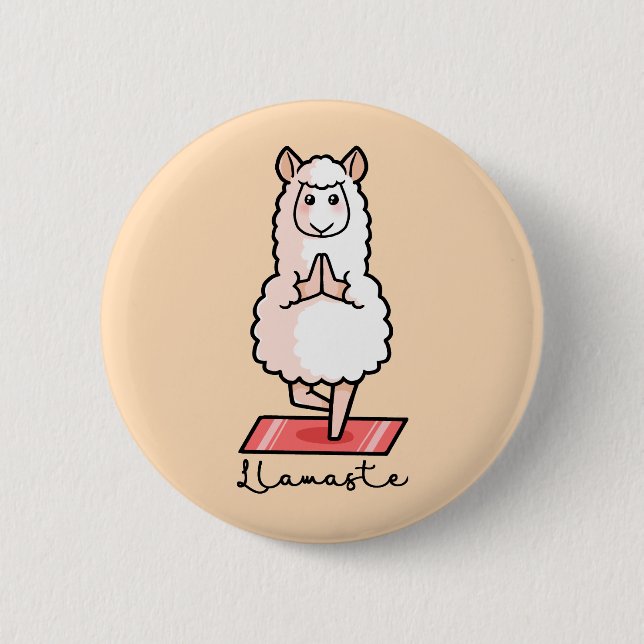 Yoga Llama - Llamaste 6 Cm Round Badge (Front)