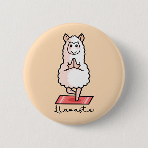 Yoga Llama - Llamaste 6 Cm Round Badge