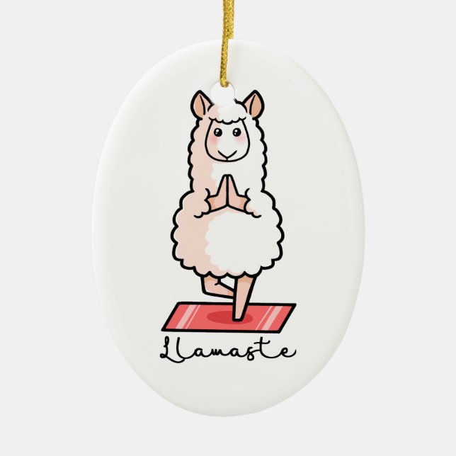 Yoga Llama - Llamaste Ceramic Tree Decoration (Front)