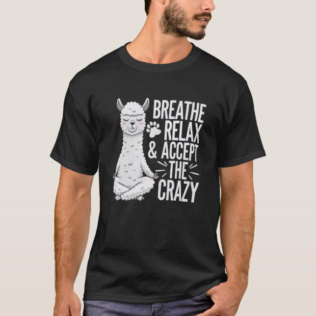 Yoga Llama Namaste Meditation Zen Animal Yoga Inst T-Shirt (Front)