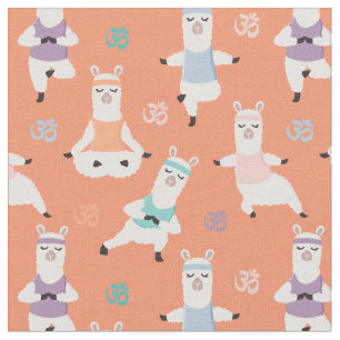 Yoga Llamas Pattern Fun Yoga Llama Characters Fabric