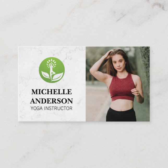 Yoga logo | Custom Professional Photo Business Card (Front)
