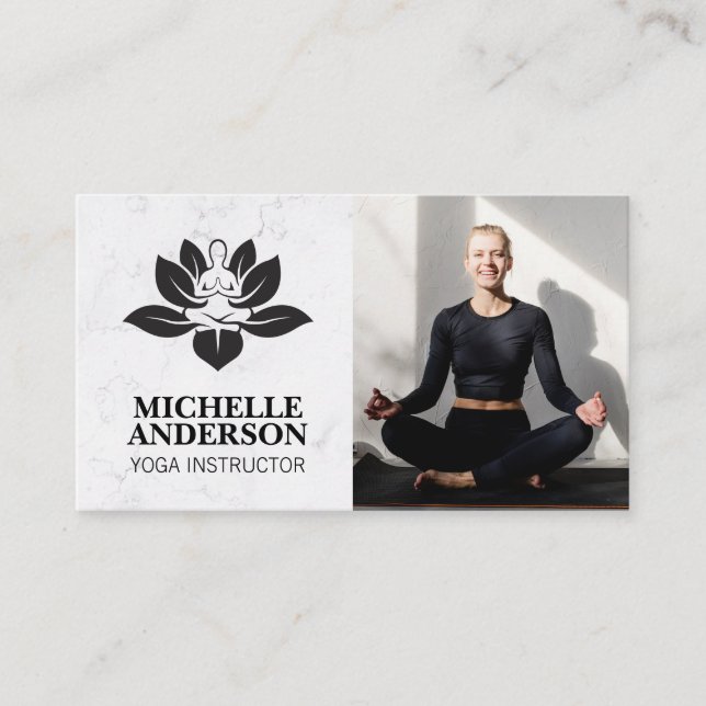 Yoga Logo | Woman Sitting Meditating Business Card (Front)