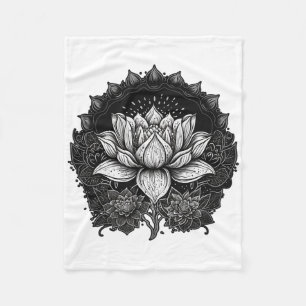 Yoga Lotus Flower On Mandala Lotus Flower  Fleece Blanket