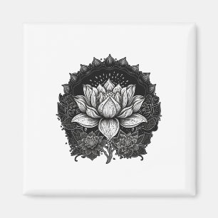 Yoga Lotus Flower On Mandala Lotus Flower Magnet