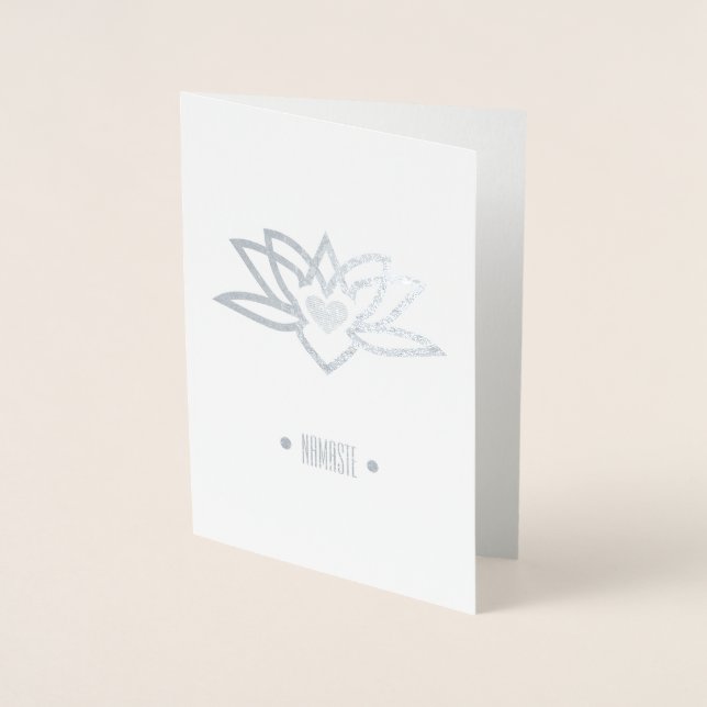 Yoga Lotus Heart Namaste Foil Card (Front)