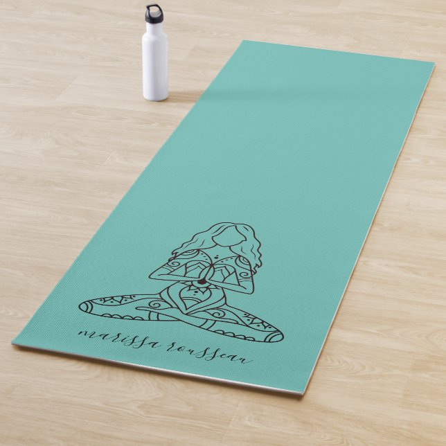 Yoga Lotus Pose Personalised Turquoise Yoga Mat (In Situ)
