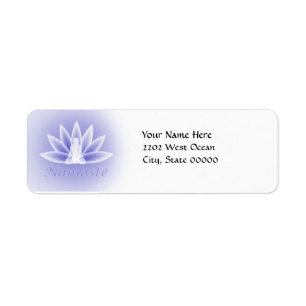 Yoga Lotus Woman Flower Blue Return Address Label