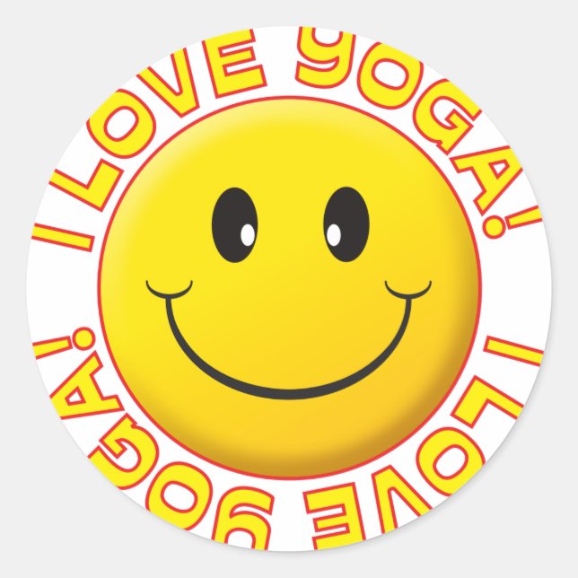 Yoga Love Smile Classic Round Sticker (Front)