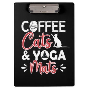 Yoga Lover Coffee Cat And Yoga Mats Clipboard