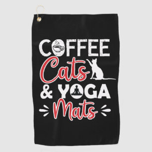 Yoga Lover Coffee Cat And Yoga Mats Golf Towel