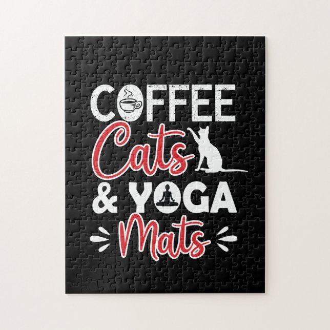 Yoga Lover | Coffee Cat And Yoga Mats Jigsaw Puzzle (Vertical)