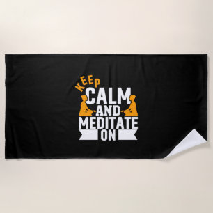 Yoga Lover Keep Calm And Meditate On Beach Towel