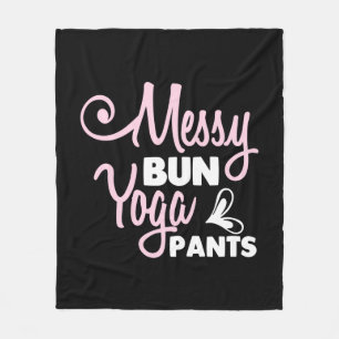 Yoga Lover Messy Bun Yoga Pants Fleece Blanket