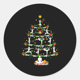 Yoga Lover Xmas Lighting Yoga Christmas Tree  Classic Round Sticker