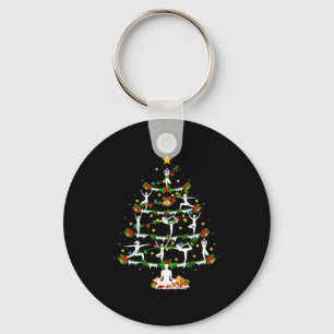 Yoga Lover Xmas Lighting Yoga Christmas Tree  Key Ring