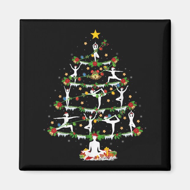 Yoga Lover Xmas Lighting Yoga Christmas Tree  Magnet (Front)