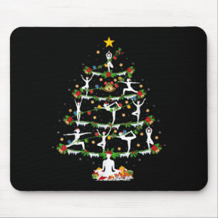 Yoga Lover Xmas Lighting Yoga Christmas Tree  Mouse Mat
