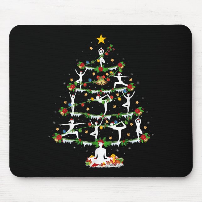 Yoga Lover Xmas Lighting Yoga Christmas Tree  Mouse Mat (Front)
