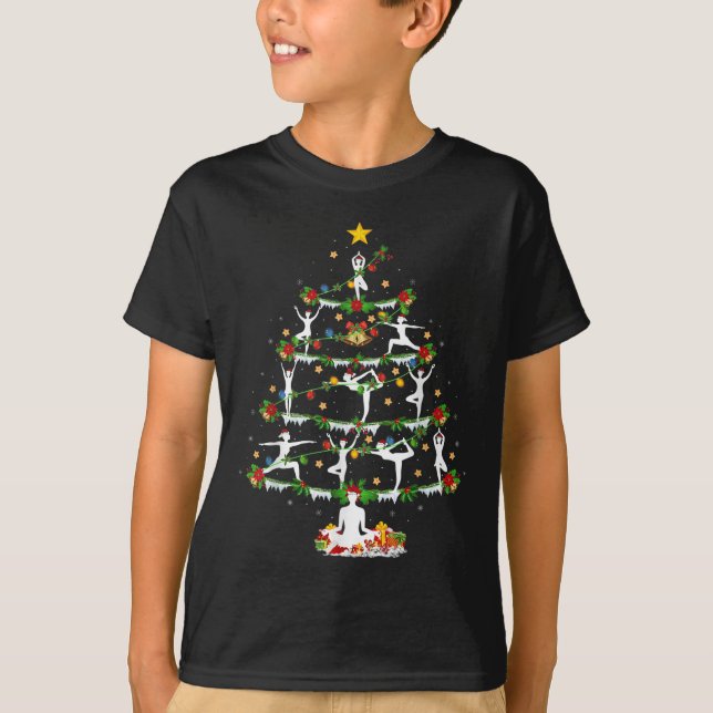 Yoga Lover Xmas Lighting Yoga Christmas Tree  T-Shirt (Front)